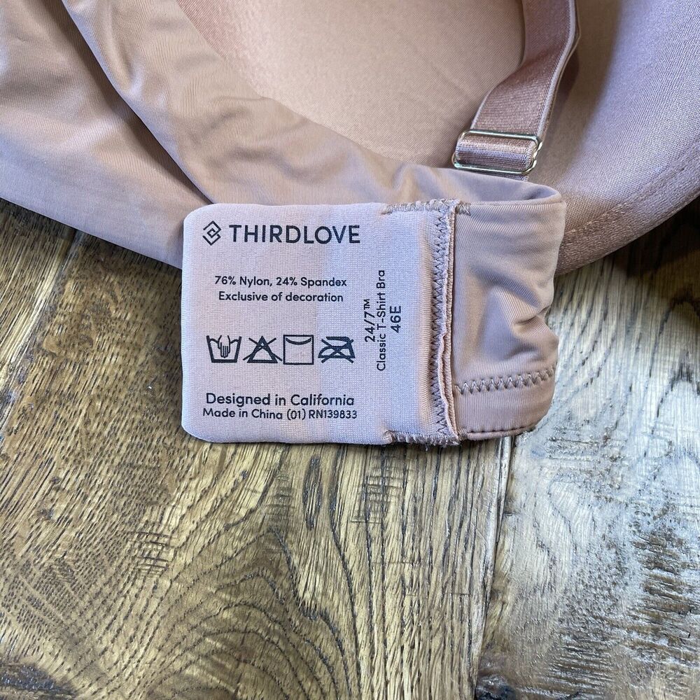 THIRDLOVE 24/7 Classic T-Shirt Bra Underwire Beige Nude Plus Size 46E - Picture 4 of 4